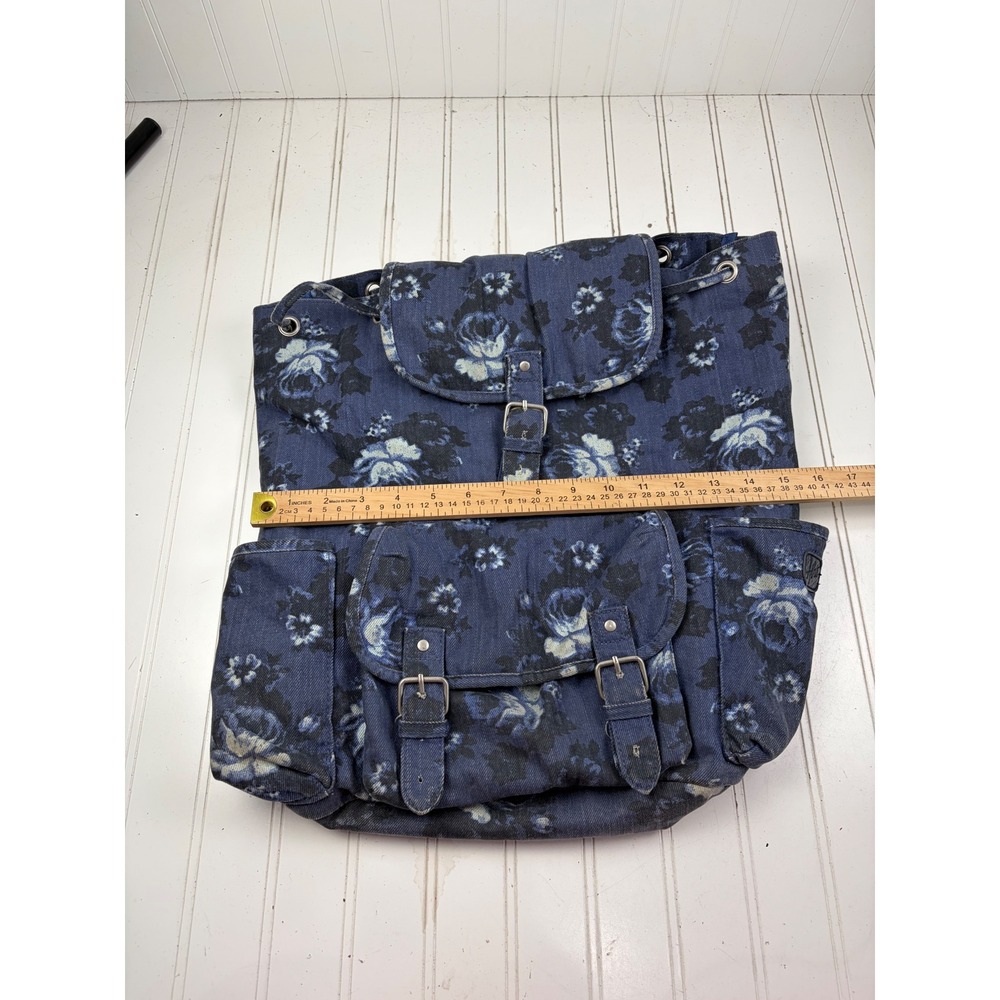 Aรฉropostale Blue Denim Floral Canvas Travel Laptop Backpack - Picture 10 of 12
